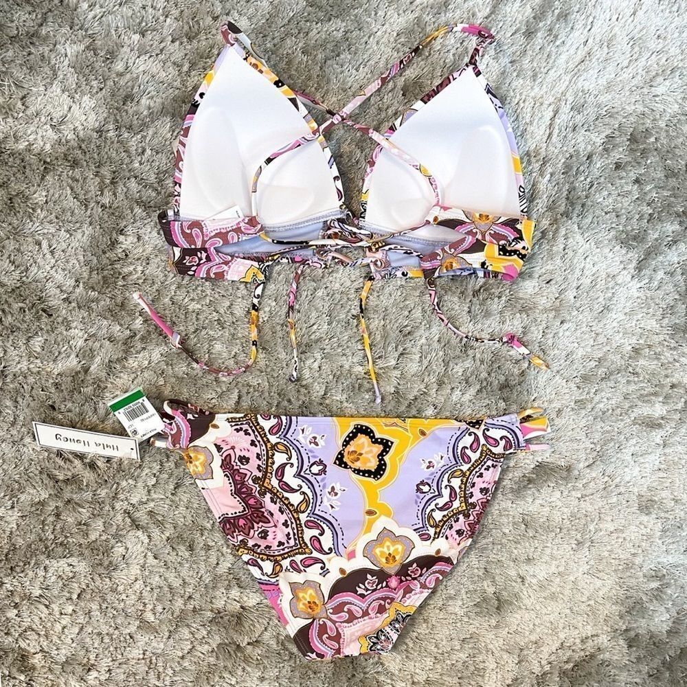 Hula Honey Bikini Lightly Padded Halter Tie-back + Matching Bottoms Size L NWT - Picture 8 of 16